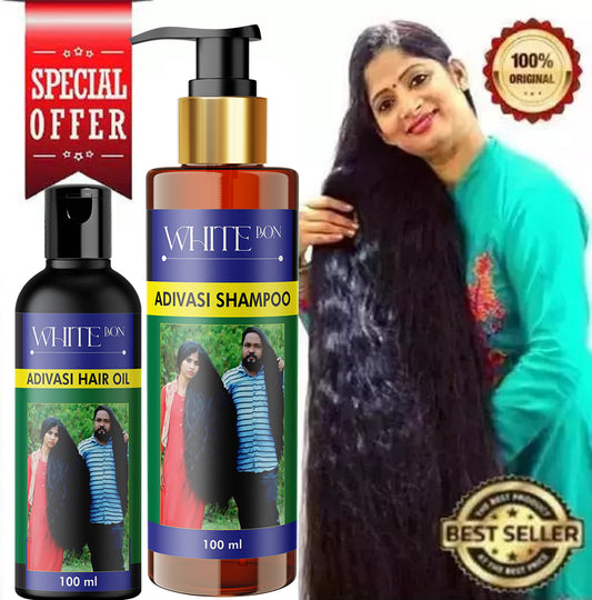 Combo Of Adivasi Herbal Hair Oil And Shampoo Strong and Shiny Hair For All Skin Types - 100 ml (Pack of 2)